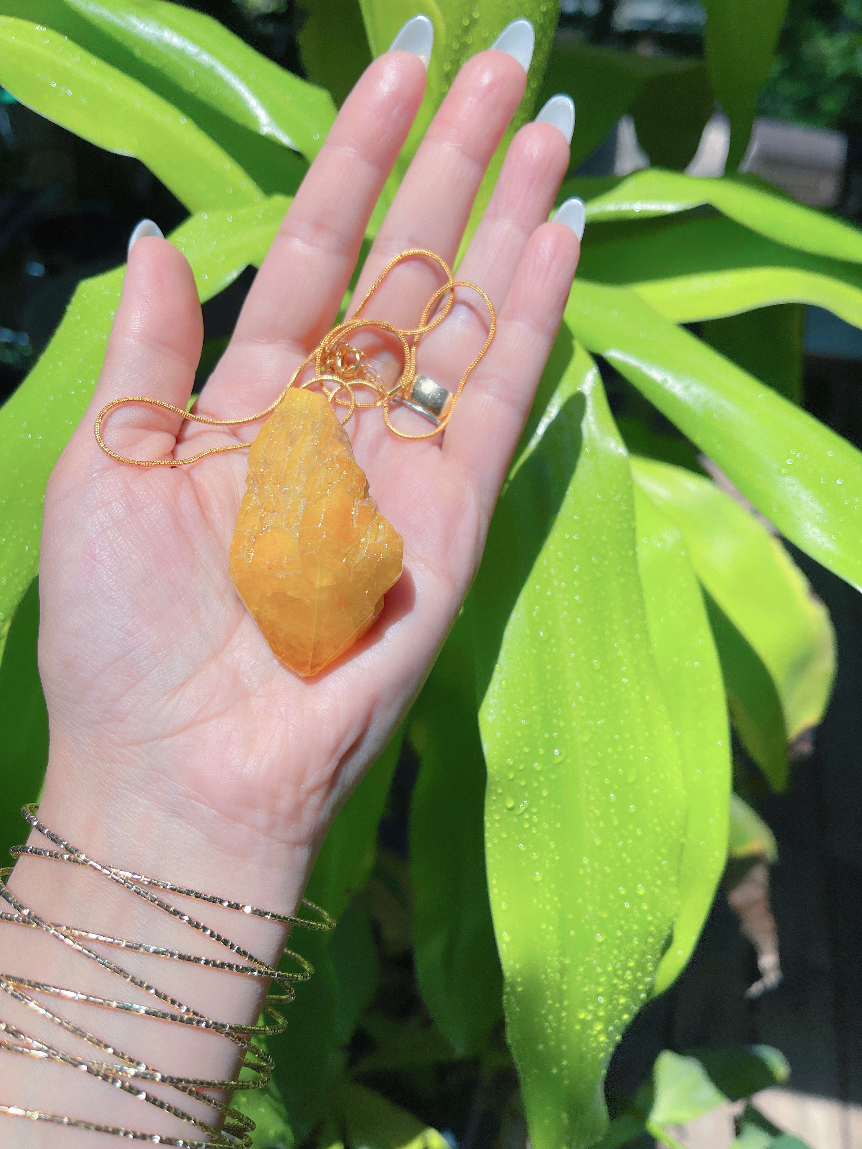 Large Natural Brazilian Gold Citrine Necklace Large Gem 350CTW Rough Gem Pendant