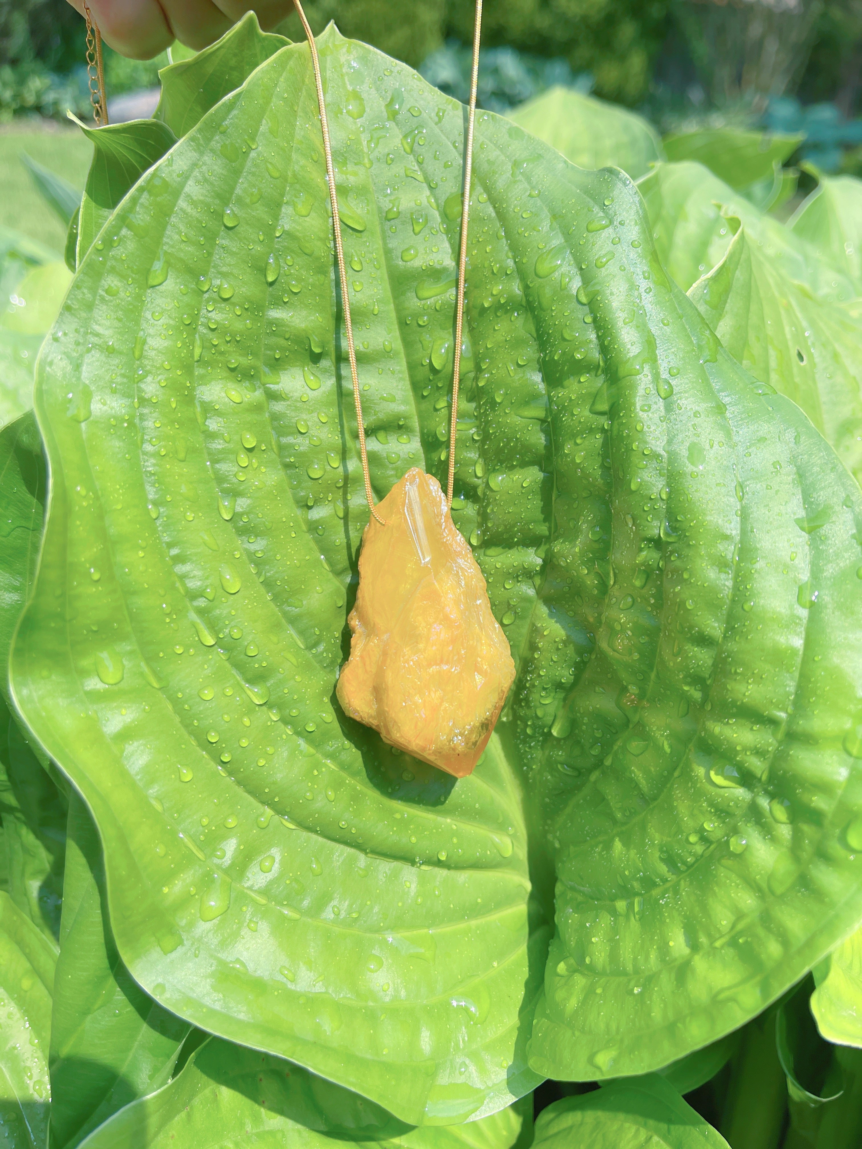 Large Natural Brazilian Gold Citrine Necklace Large Gem 350CTW Rough Gem Pendant