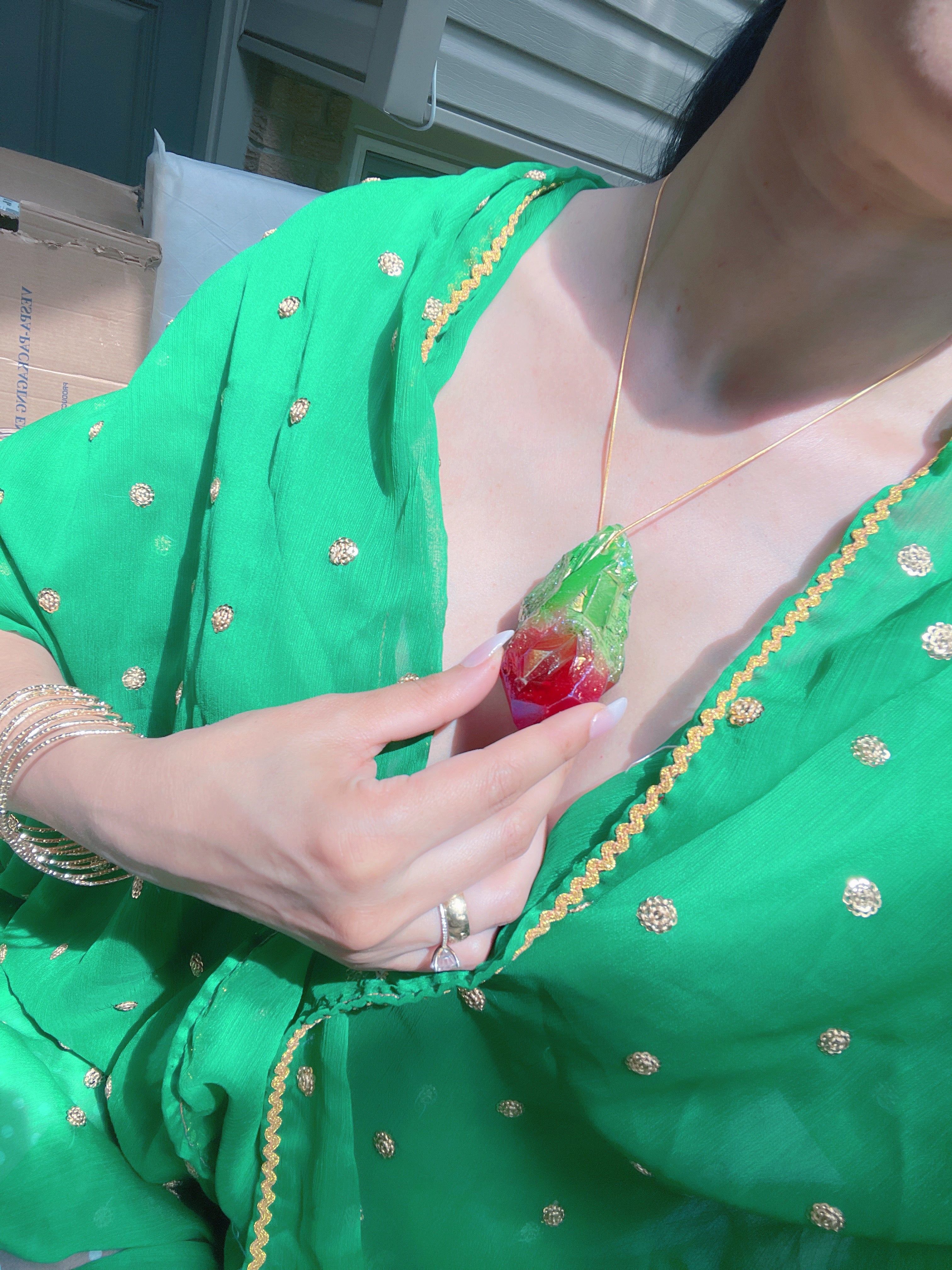 Rare Huge Natural Bi Color Watermelon Tourmaline Necklace, Mozambique