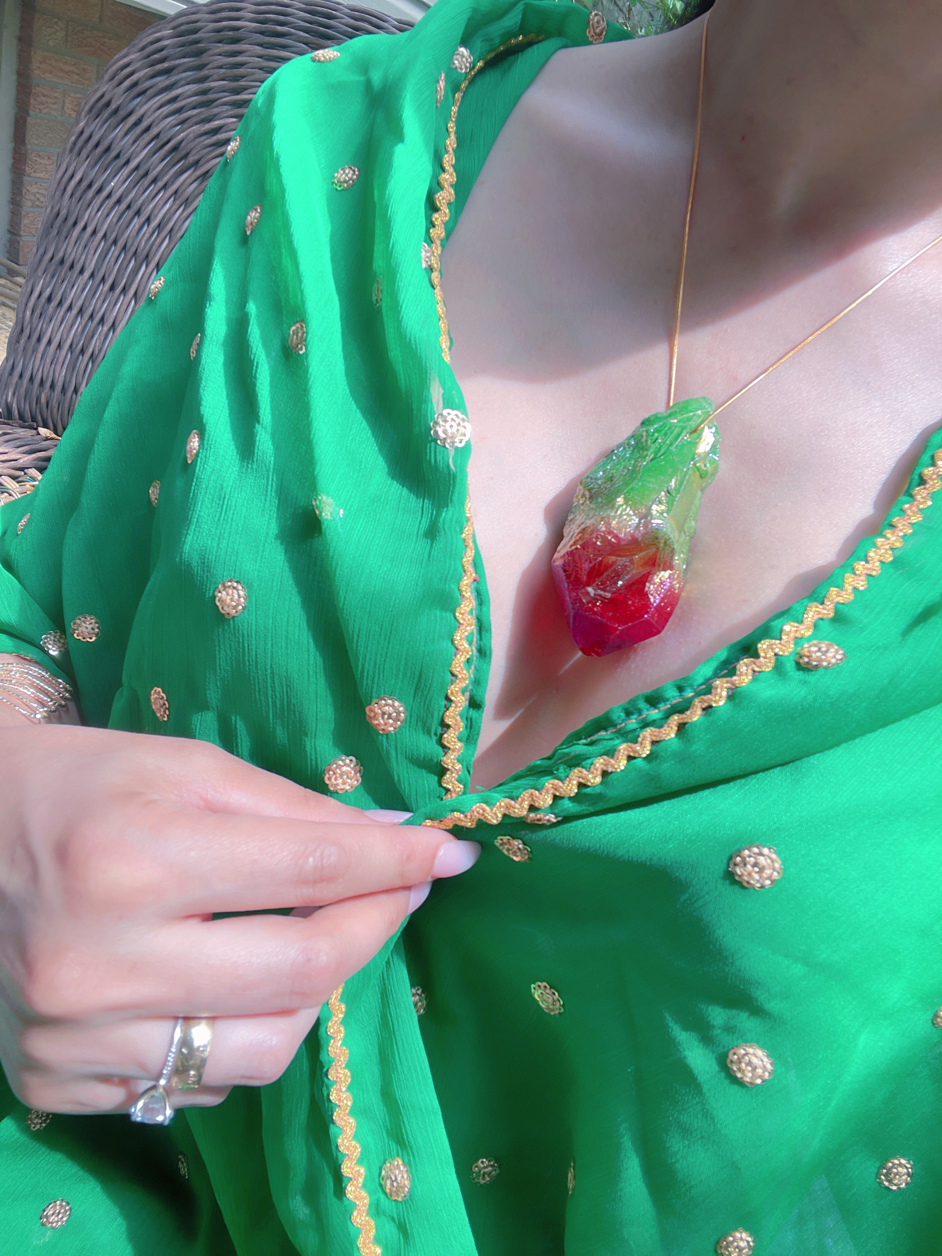 Rare Huge Natural Bi Color Watermelon Tourmaline Necklace, Mozambique