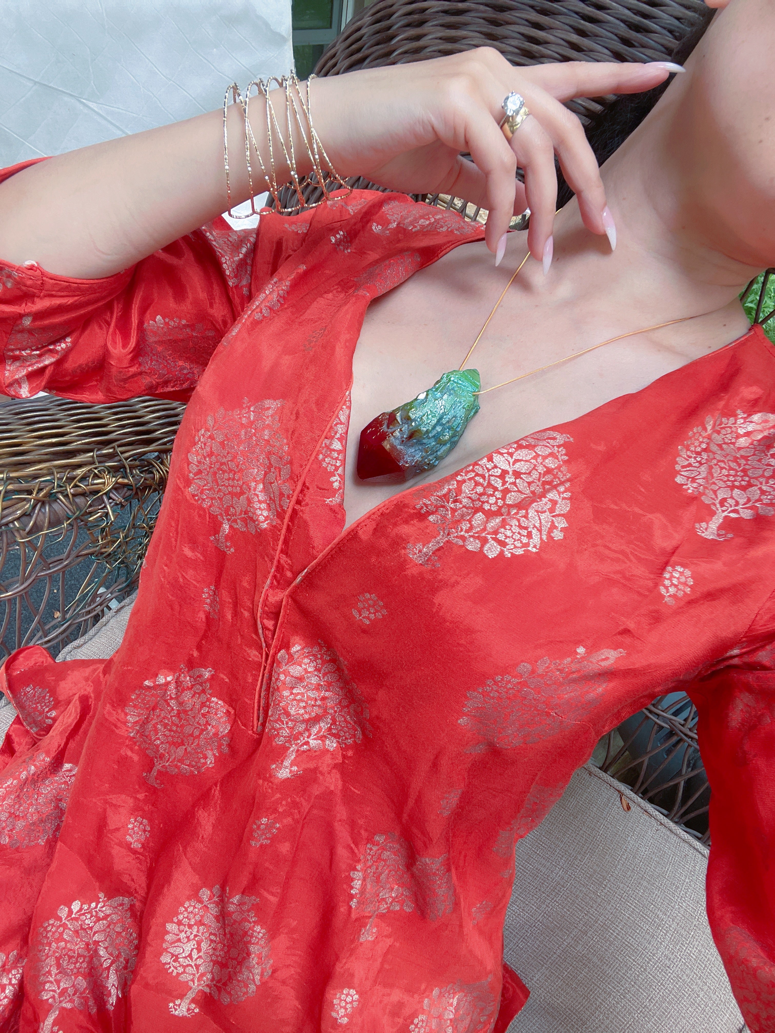 Rare Huge Natural Bi Color Watermelon Tourmaline Necklace, Mozambique