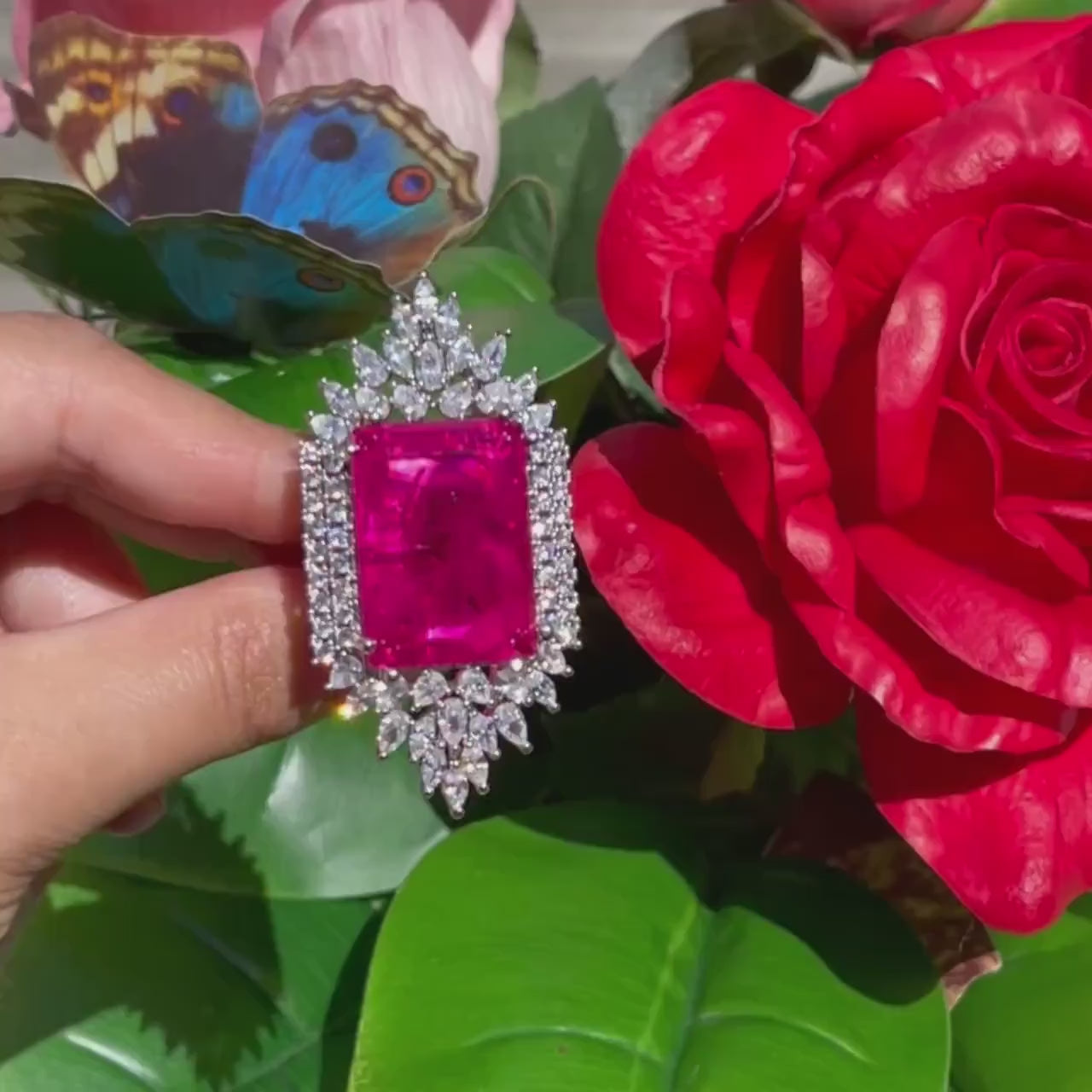 Beyond Luxury, Imperial Elegance, Regal Collection, Extra Large, Mozambique Pink Ruby Diamond Ring, July Birthstone, Ruby Statement Ring