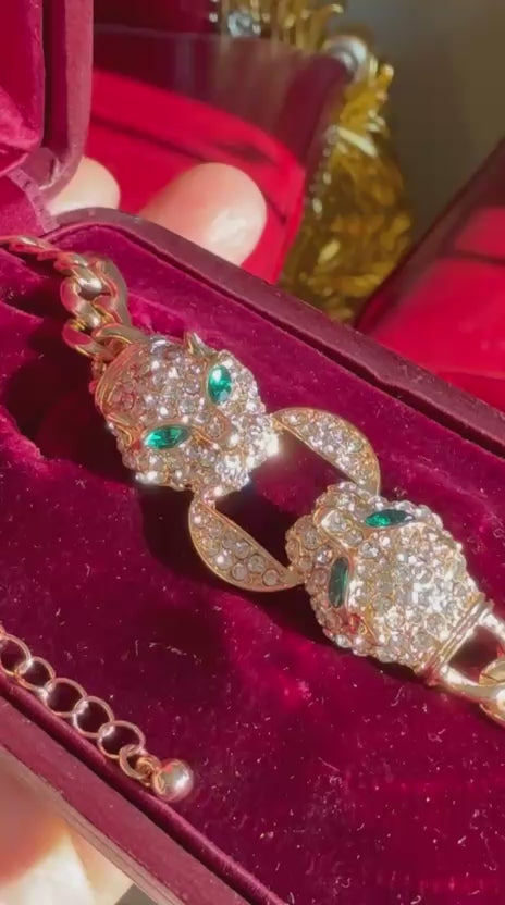 Double head Leopard Bracelet Unisex Men Women