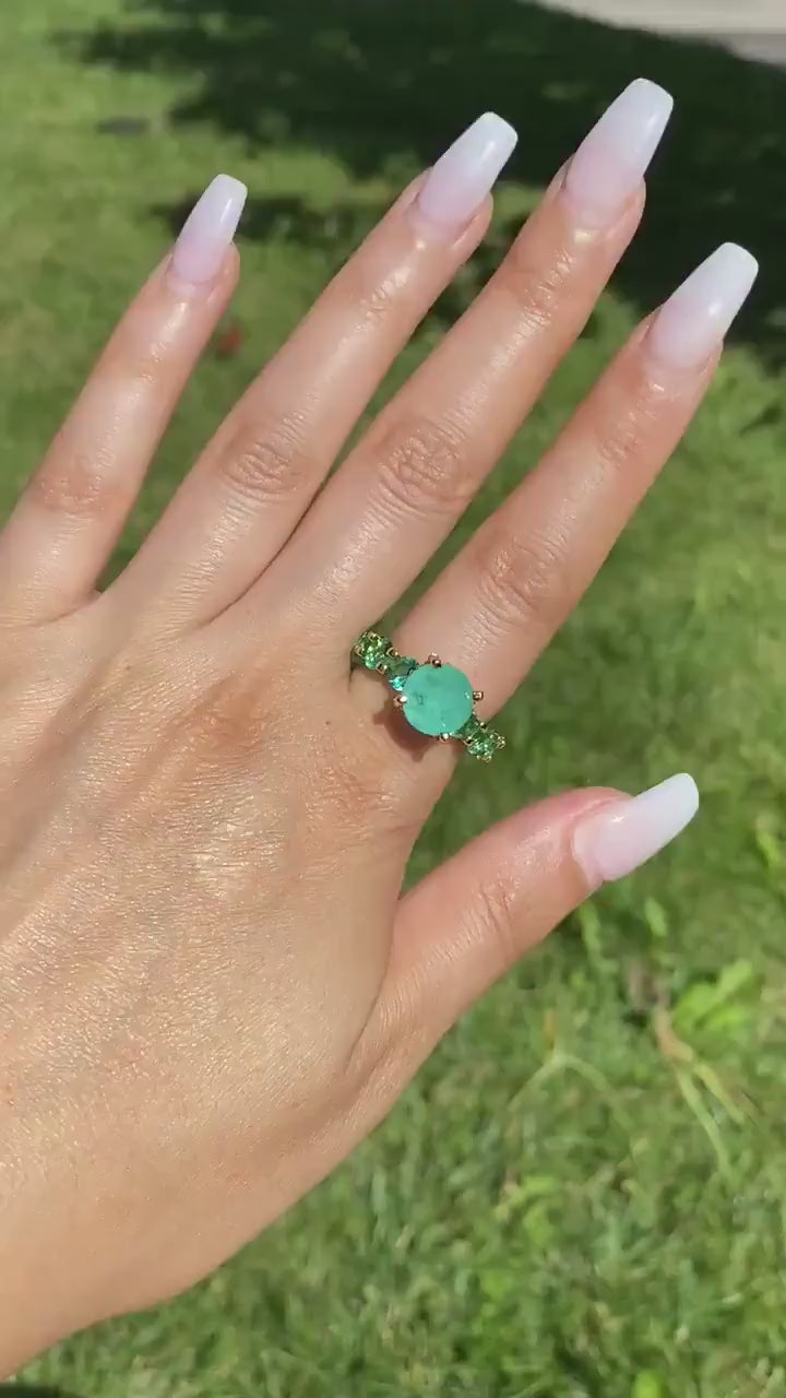 100% Genuine Columbia Emerald Gem Multi Gemstone Ring Band, Handcrafted Masterpiece, Natural Emerald Ring, Emerald Engagement Ring