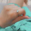 Sweet Dainty 1ct Natural Aquamarine &amp; 22pcs Diamond Ring in 925 Sterling Silver, Solitaire Engagement Ring, Promise Ring, Wedding Ring