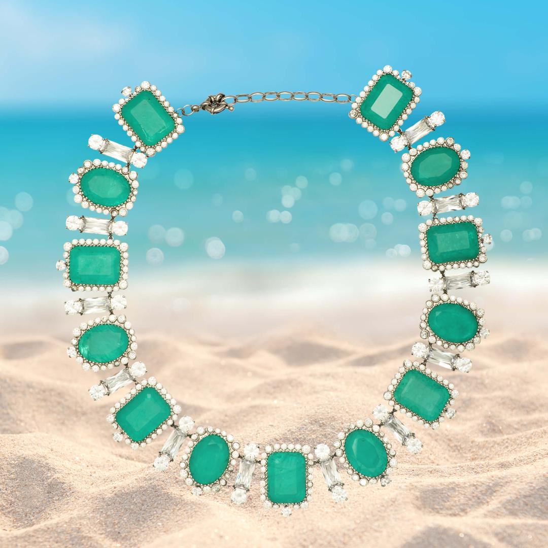 Beyond Luxury, Pale Green Natural Ethiopian Fire Opal and Diamond Choker Necklace, Palladium 925 Sterling Silver, Miraculous Charm Necklace