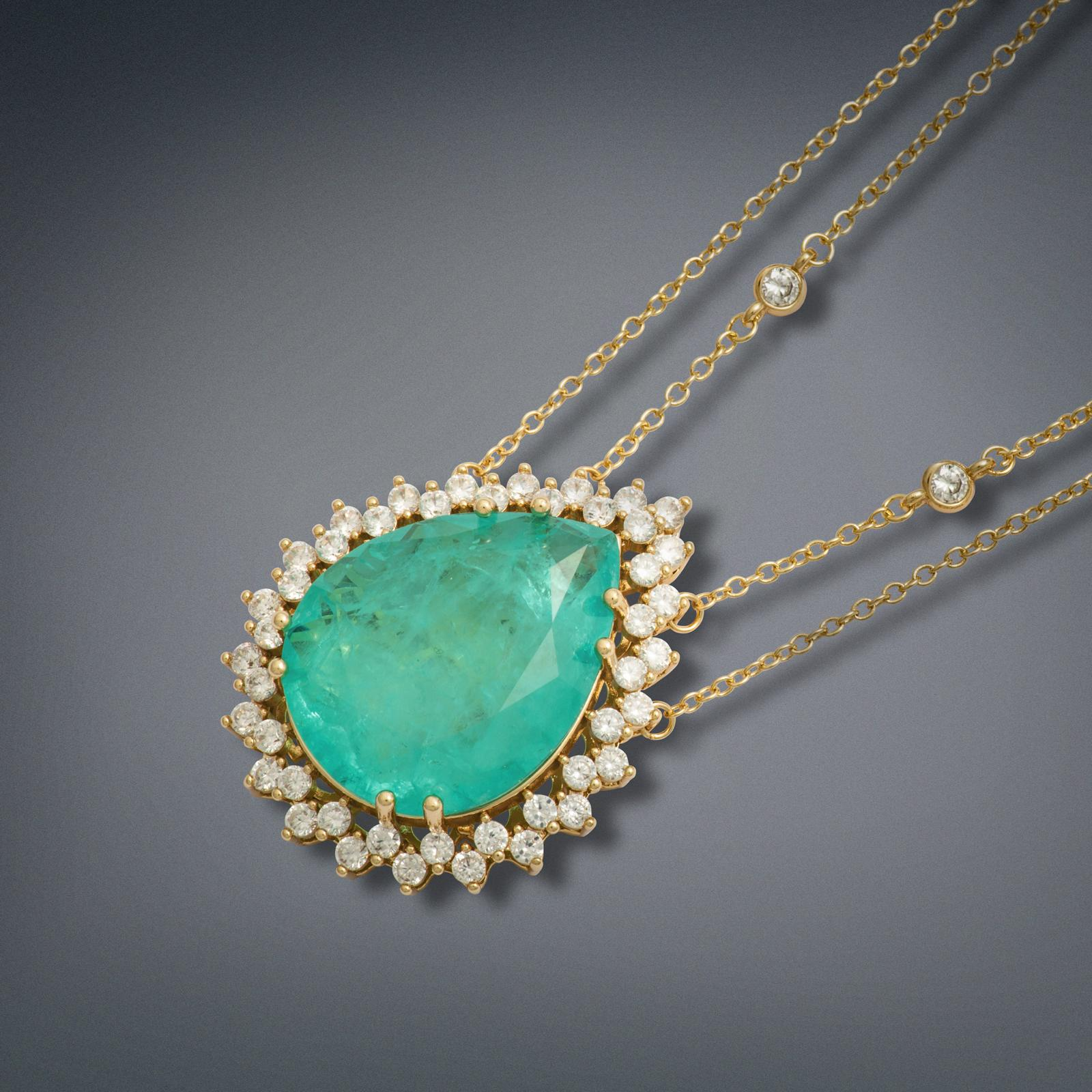 Magnificent Breathtaking Amazonka Mines Natural Paraiba Tourmaline Pear Necklace Luxury Design with double chain