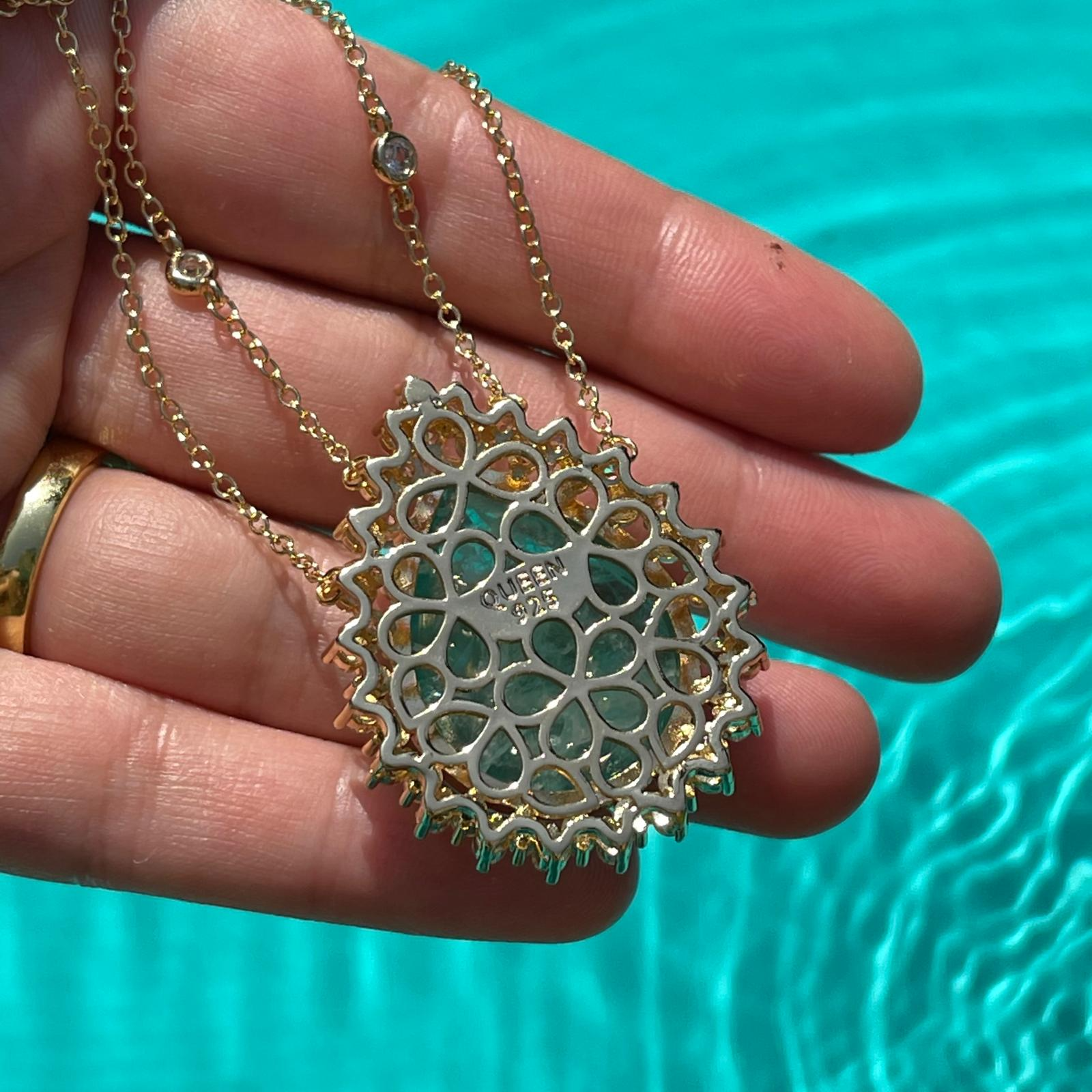 Magnificent Breathtaking Amazonka Mines Natural Paraiba Tourmaline Pear Necklace Luxury Design with double chain