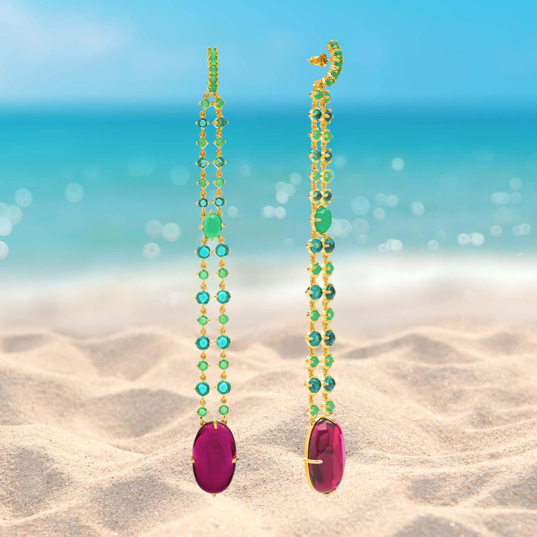 Master Craftsmanship Luxurious Natural Pink Ruby & Emerald Jade Dangle Drop Earrings Imperial Elegance Super Long 4 inches